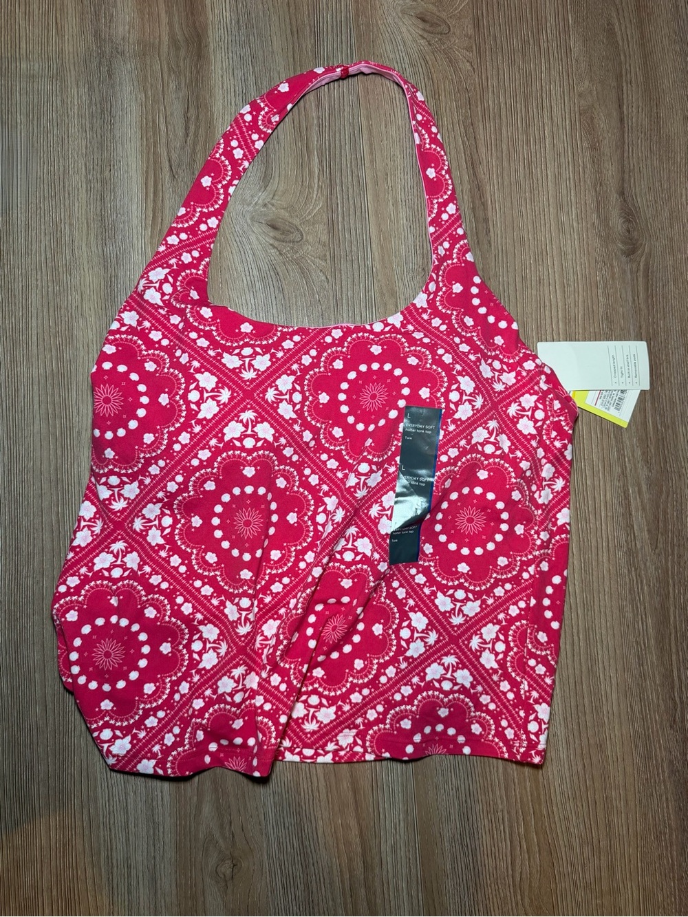 Pink Patterned Women’s athletic halter top with built in bra